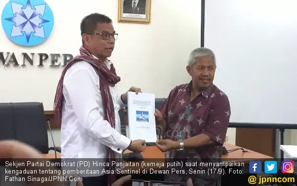 Demokrat Laporkan Pemberitaan Asia Sentinel Langsung ke Dewan Pers
