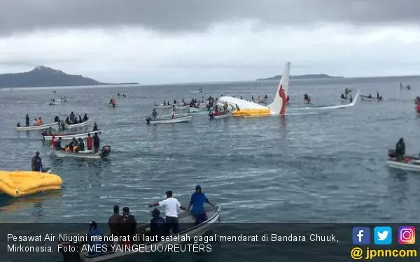 Pesawat Air Niugini Salah Mendarat di Air, Penumpang Panik