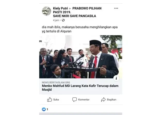 Jadi Menko Polhukam, Mahfud Langsung Diserang Hoax
