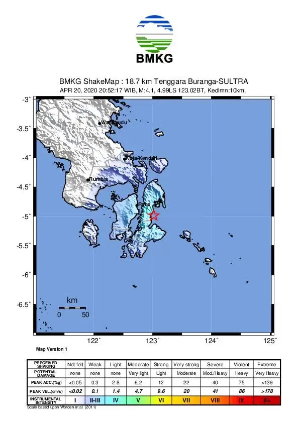 Gempa Kekuatan 4.1 SR Guncang Lasalimu Buton