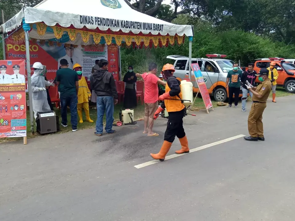 Antisipasi Corona, Tripika Kecamatan Kusambi Pemeriksaan Kesehatan di Perbatasan Muna Barat-Muna