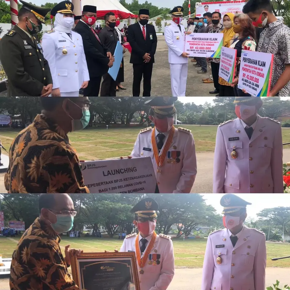 Ahli Waris GT Covid-19 dan Satpol PP Kendari Terima Santunan Jamsostek