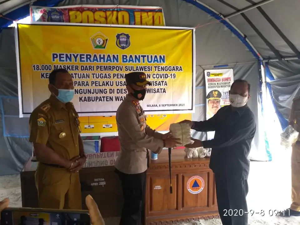 Pemprov Sultra Bantu 18 Ribu Masker untuk Pelaku Pariwisata