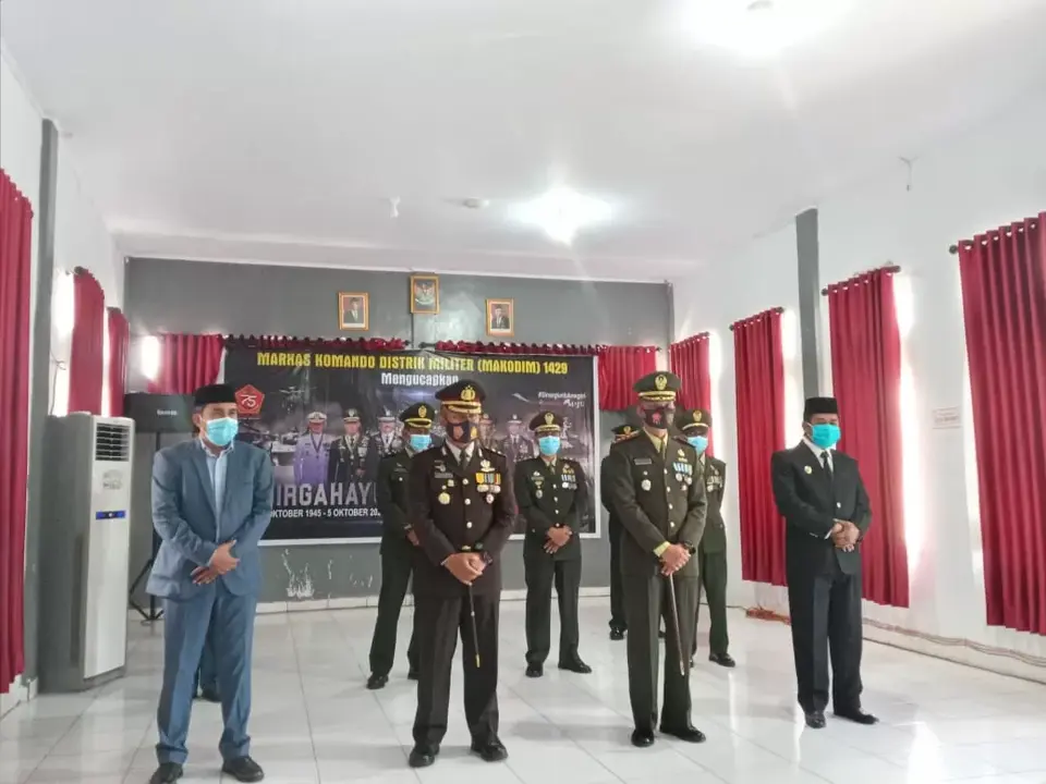 HUT TNI, Kodim 1429 Butur Laksanakan Upacara Secara Virtual
