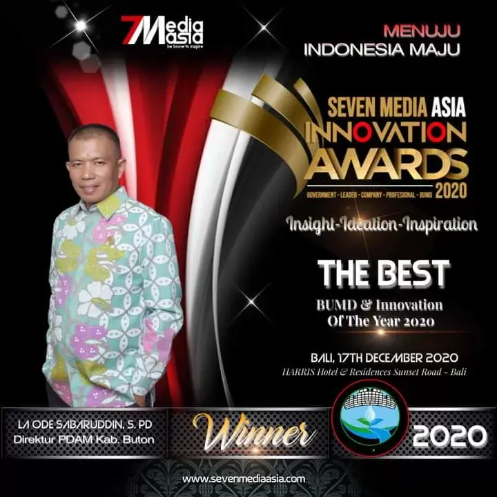 Raih Penghargaan Innovation BUMD Of The Year 2020, Dirut PDAM Buton: Jadi Motivasi Tukang Ledeng
