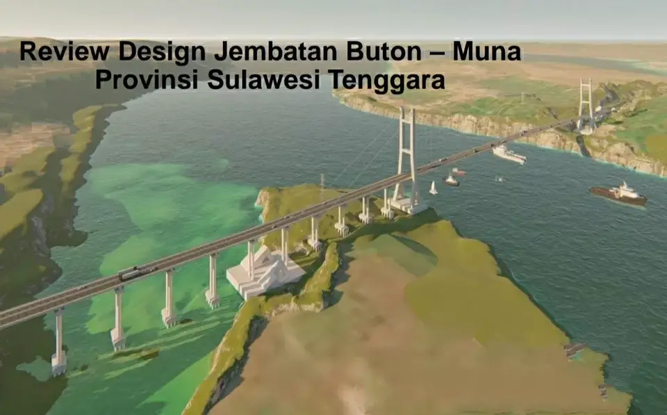 Bentang Utama Jembatan Buton – Muna akan Menjadi Jembatan Gantung Terpanjang di Asia Tenggara