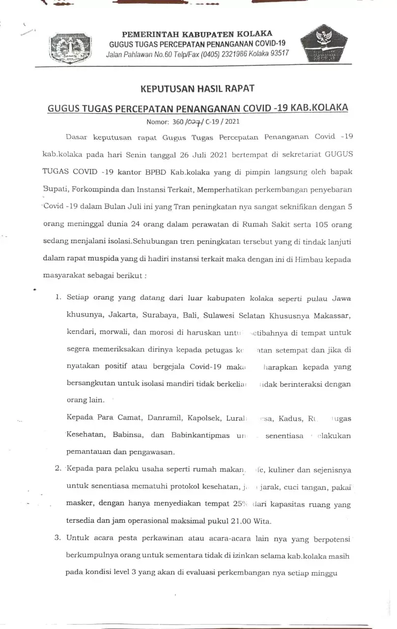 Jumlah Pengidap Covid Semakin Tinggi, Warga dari Luar Kolaka Wajib Jalani Skrining