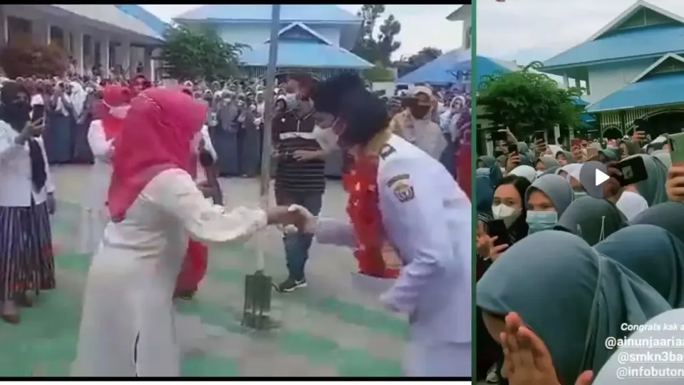 Penyambutan Purna Paskibraka Nasional di SMKN 3 Baubau Diduga Langgar Prokes
