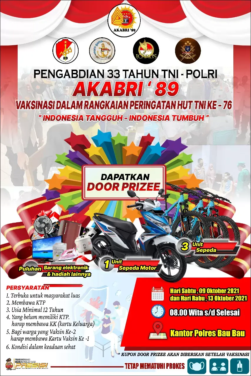Angkatan Akabri 89 Gelar Vaksin Berhadiah di Polres Baubau
