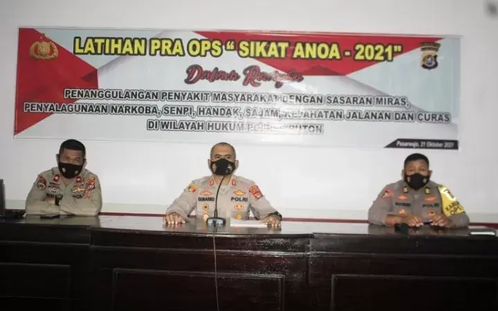 Polres Buton Pelatihan Pra Operasi Kepolisian Kewilayahan Terpusat Sikat Anoa 2021