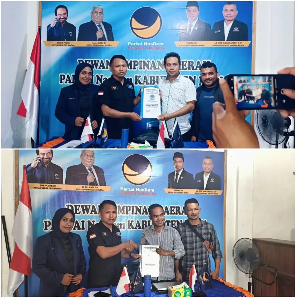 Bachrun Dan Kardini Ambil Formulir Pendaftaran Bakal Calon Bupati Di Nasdem Muna