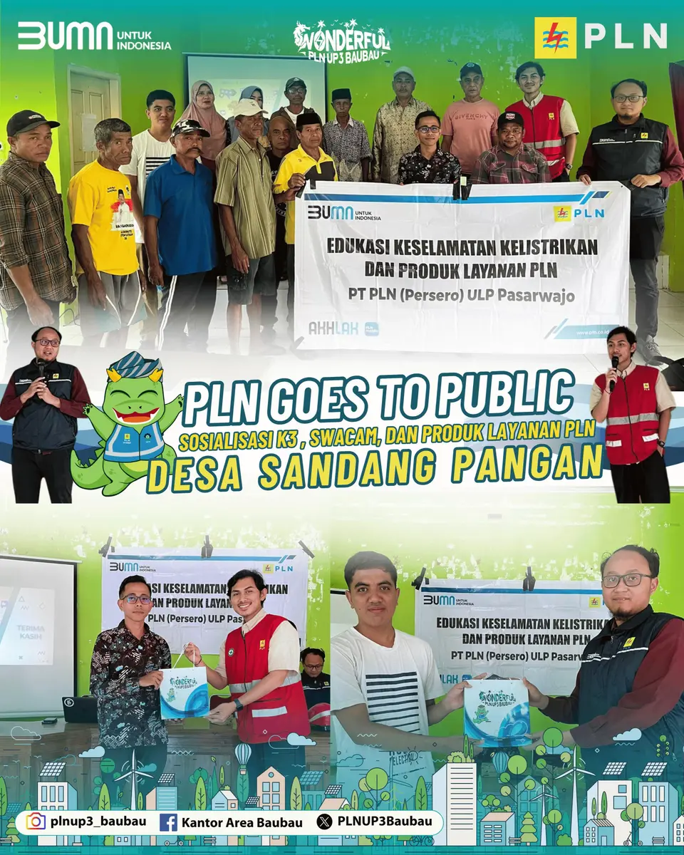 PLN ULP Pasarwajo Sosialisasi K3, Swacam dan Produk PLN di Desa Sandang Pangan
