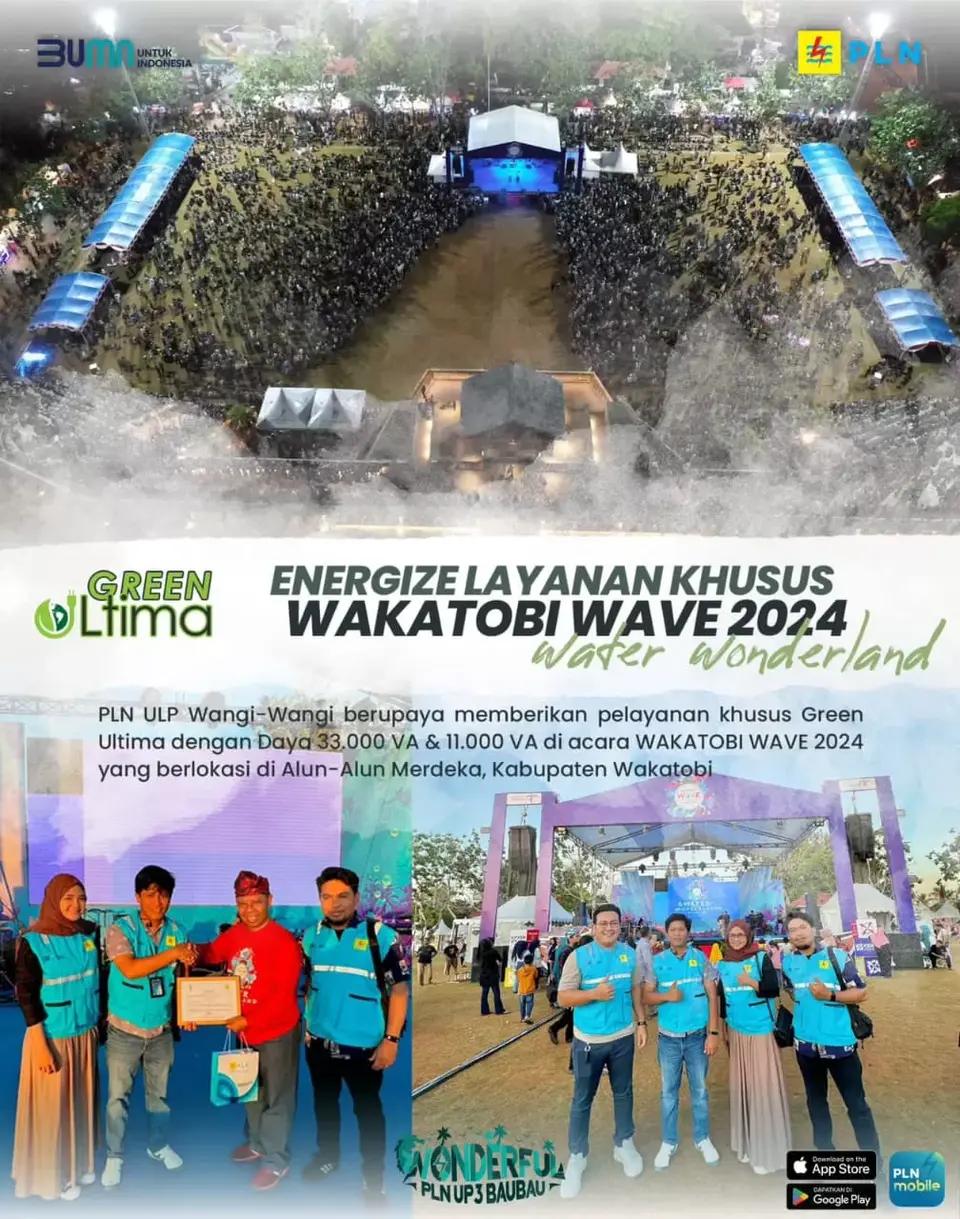PLN ULP Wangi-Wangi Layani Kebutuhan Listrik Layanan Khusus Green Ultima dalam Acara Wakatobi Wave