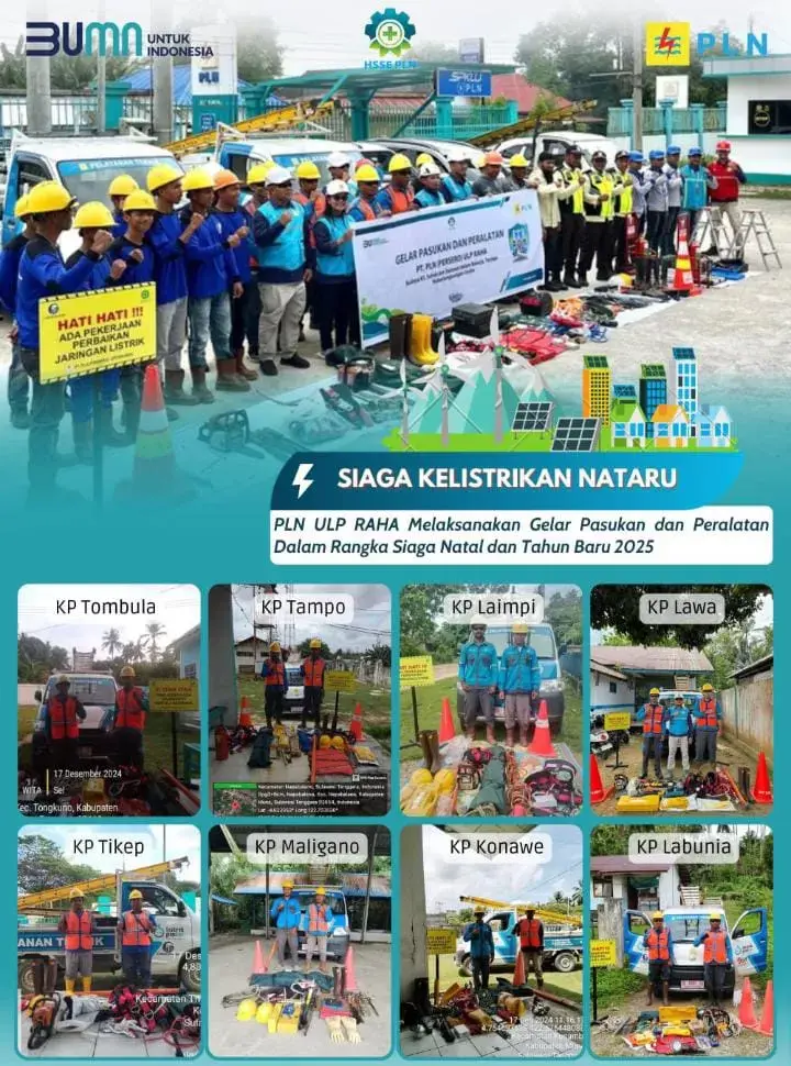PLN ULP Raha Gelar Pasukan dan Peralatan Siaga Natal dan Tahun Baru 2025