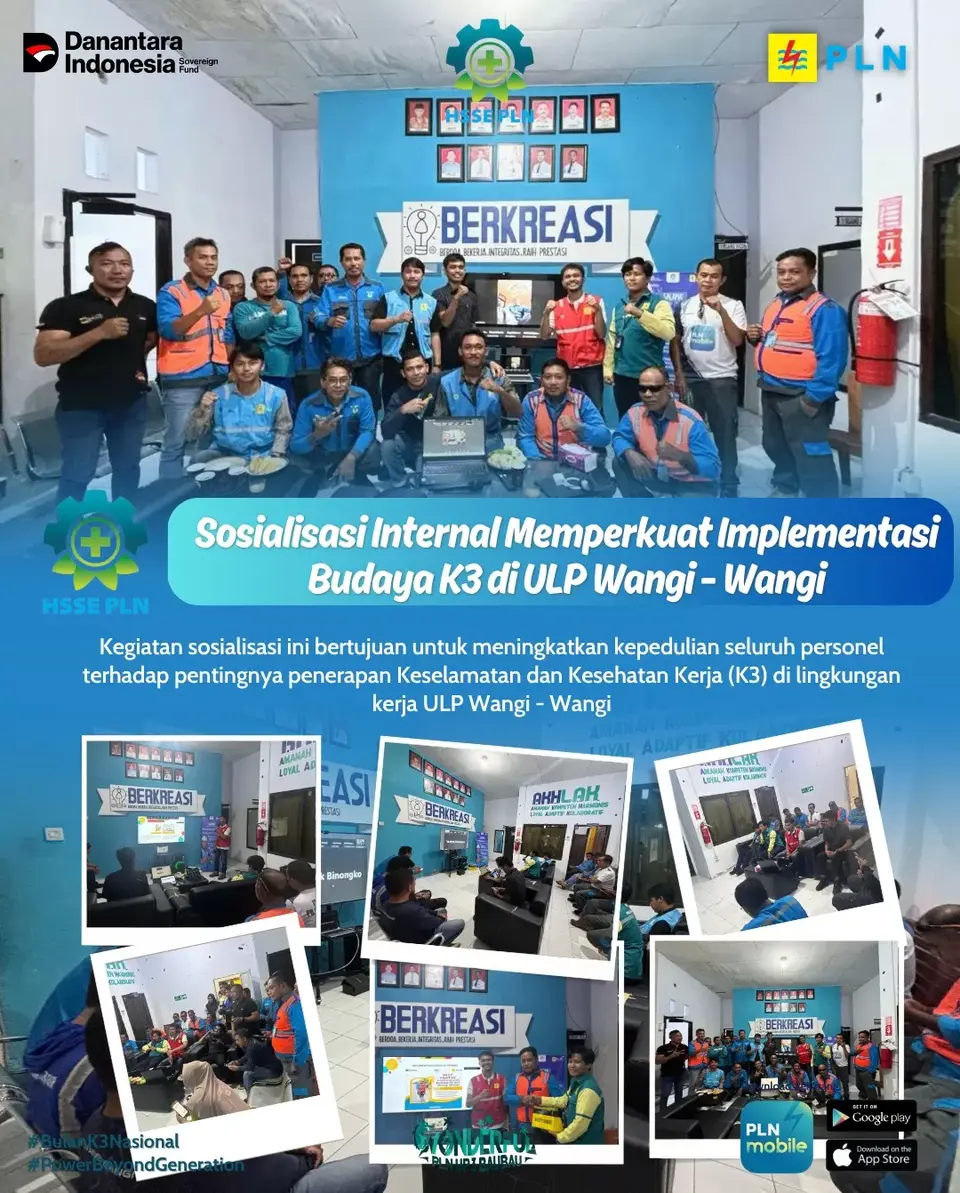 Sosialisasi Internal dengan Tema, "Memperkuat Implementasi Budaya K3 di ULP Wangi-wangi"
