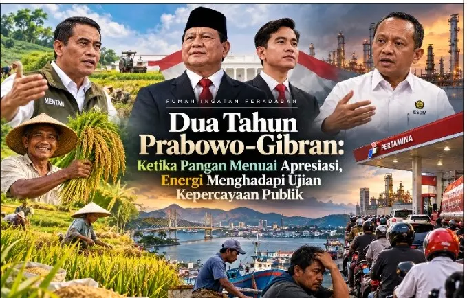 DUA TAHUN PRABOWO–GIBRAN: KETIKA PANGAN MENUAI APRESIASI, ENERGI MENGHADAPI UJIAN KEPERCAYAAN PUBLIK
